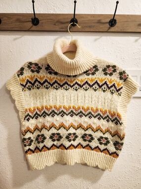 Zara Cream Turtleneck Sweater Vest- Medium